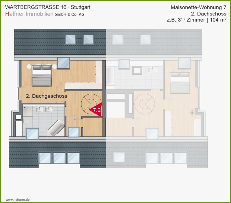 Grundriss Wartbergstrasse Dachgeschoss