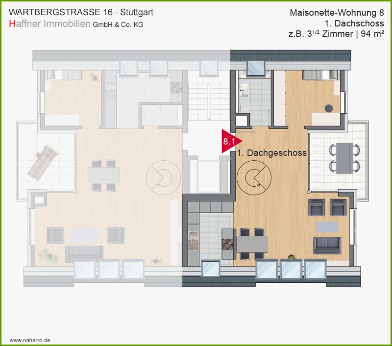 Grundriss Wartbergstrasse Dachgeschoss