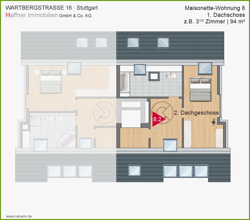 Grundriss Wartbergstrasse Dachgeschoss